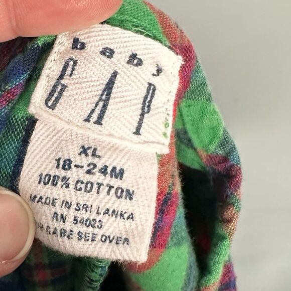 Vintage 1990s Y2K Plaid Patch Snap Front Long Sleeve One Piece Romper 18-24 Mos - Picture 5 of 6